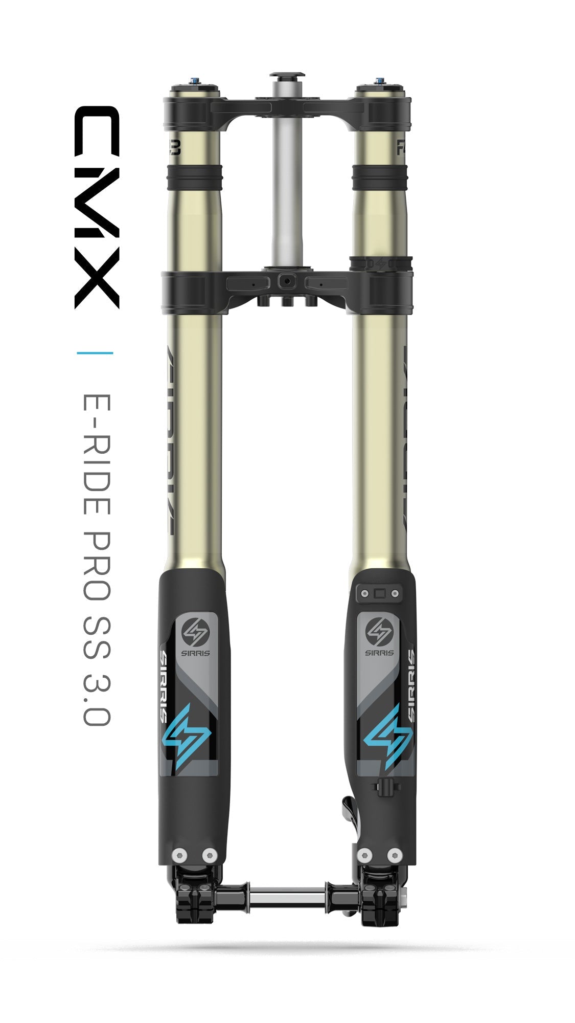 Sirris F43 CMX Tune 220mm fork for E-Ride Pro SS 3.0 with black clamps