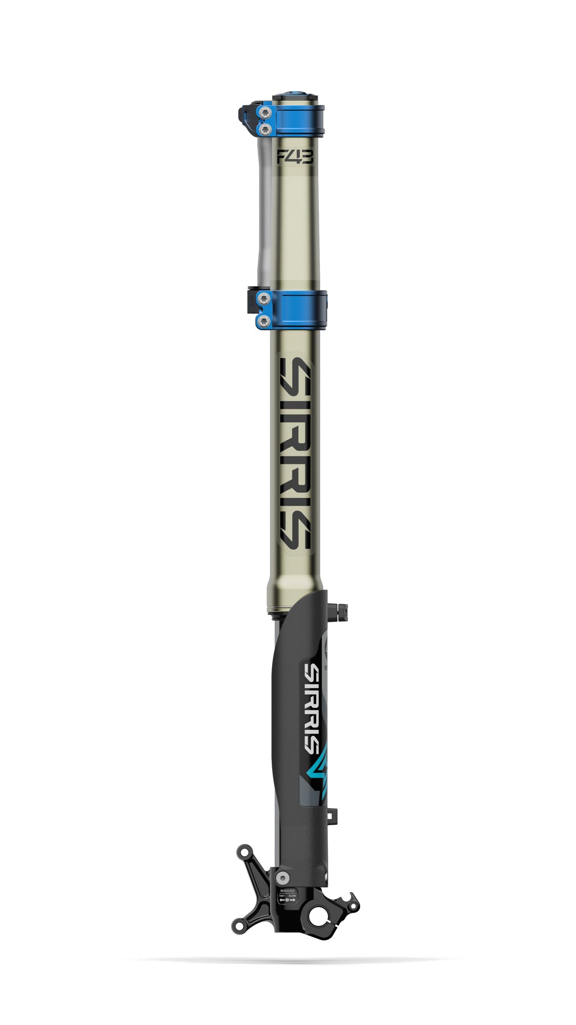 Sirris F43 SX Tune fork with blue clamps, side view