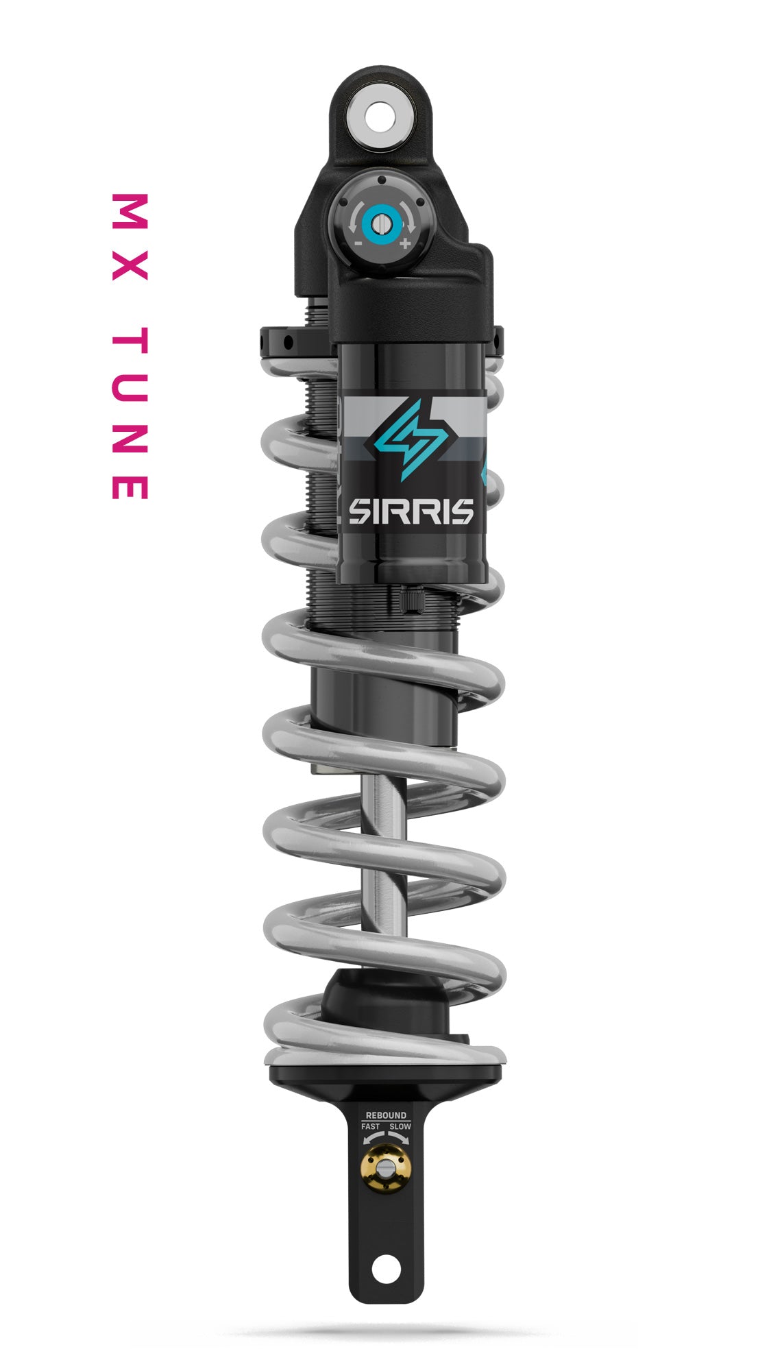 Sirris R46 MX Tune rear shock for Sur Ron Ultra Bee, front view