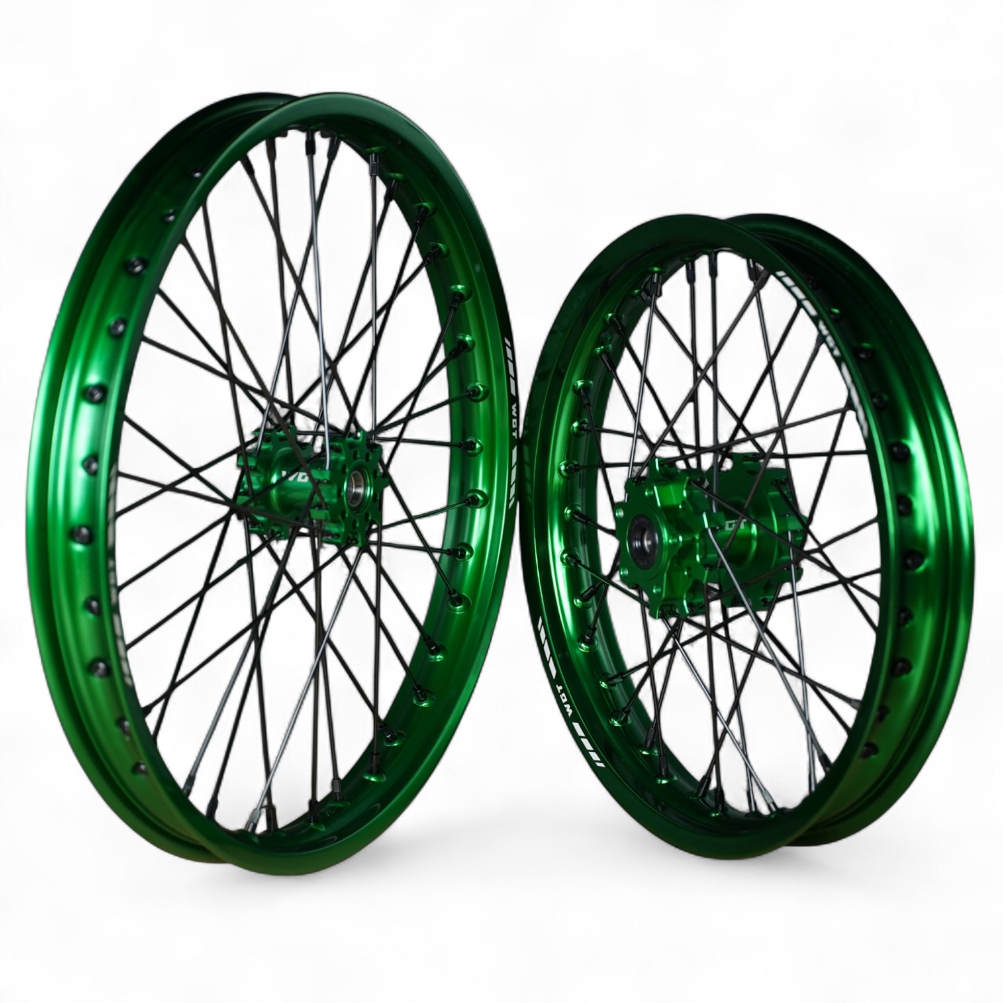 V2 green 19x16 Surron wheel set