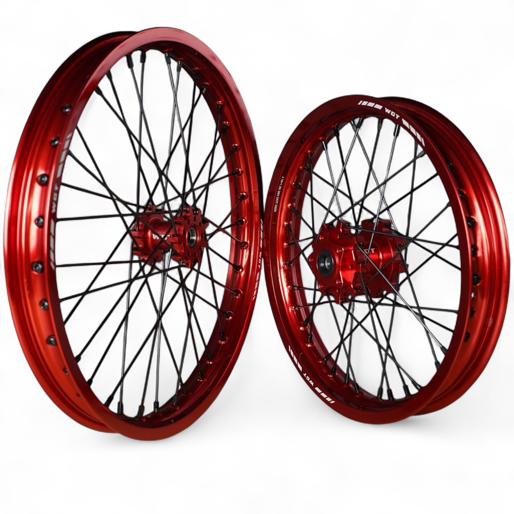 V2 red 19x16 Surron wheel set
