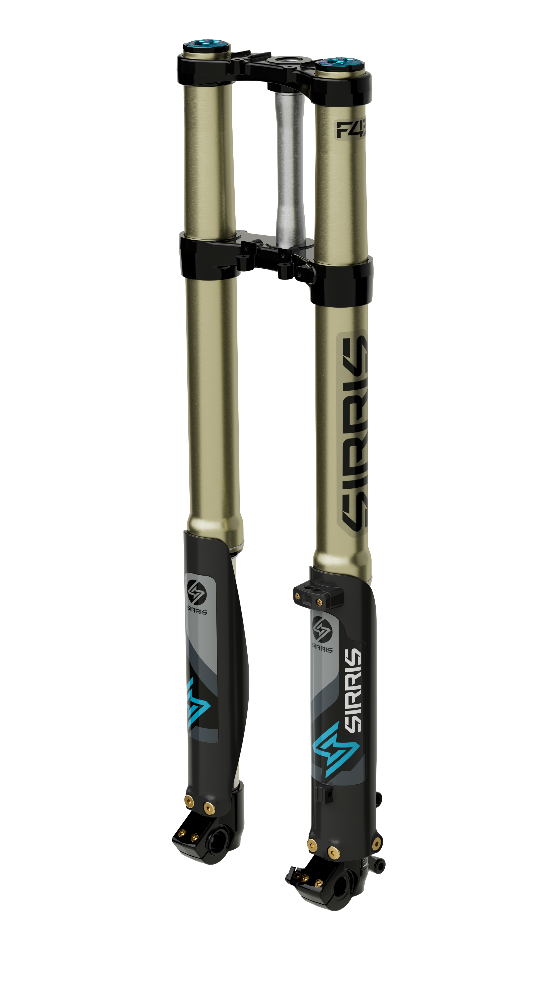 Sirris F43 fork lateral view with triple clamps