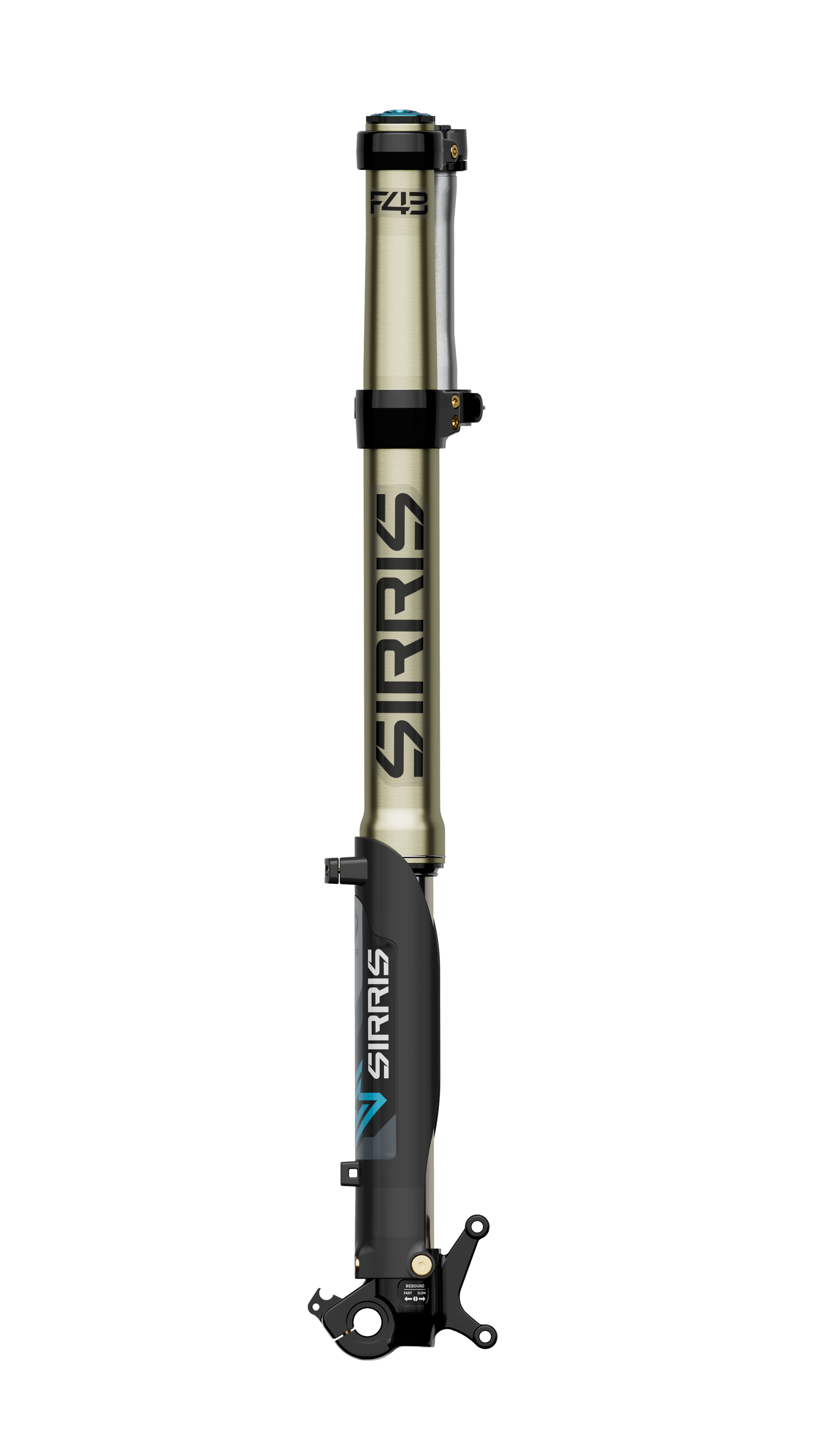 Sirris F43 fork side profile showing wraparound guards